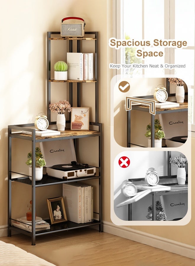 Forthcan Corner Storage Shelf, 4-Tier Metal & Wood Corner Rack, Space-Saving Display Stand for Bedroom, Living Room, Kitchen, Home Office - Image 5